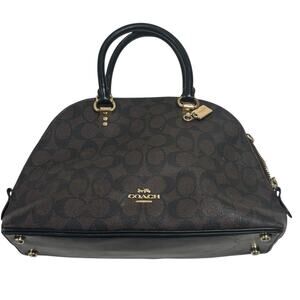 Coach KATY Dark Brown Signature Canvas Satchel